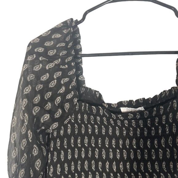 Patrons of Peace Black & White Long Sleeve Puff Sleeve Blouse Women Sz S - Picture 3 of 10